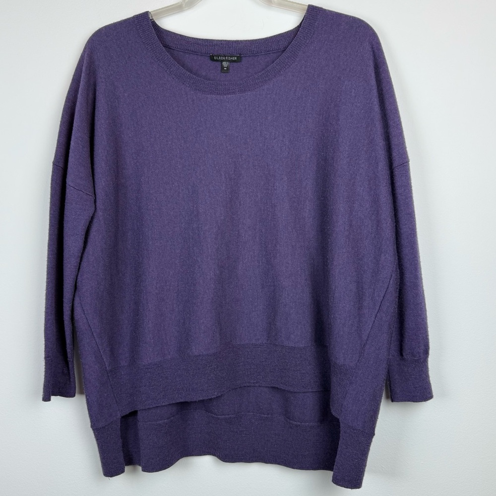 Elieen Fisher Purple 100% Merino Wool Sweater Size M